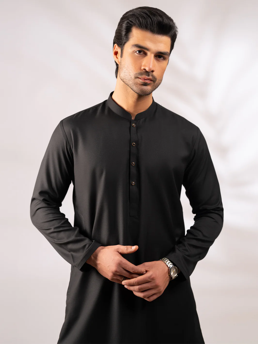 BLACK BLENDED KURTA | AL-K-1310/AM-6341-1D - Image 2