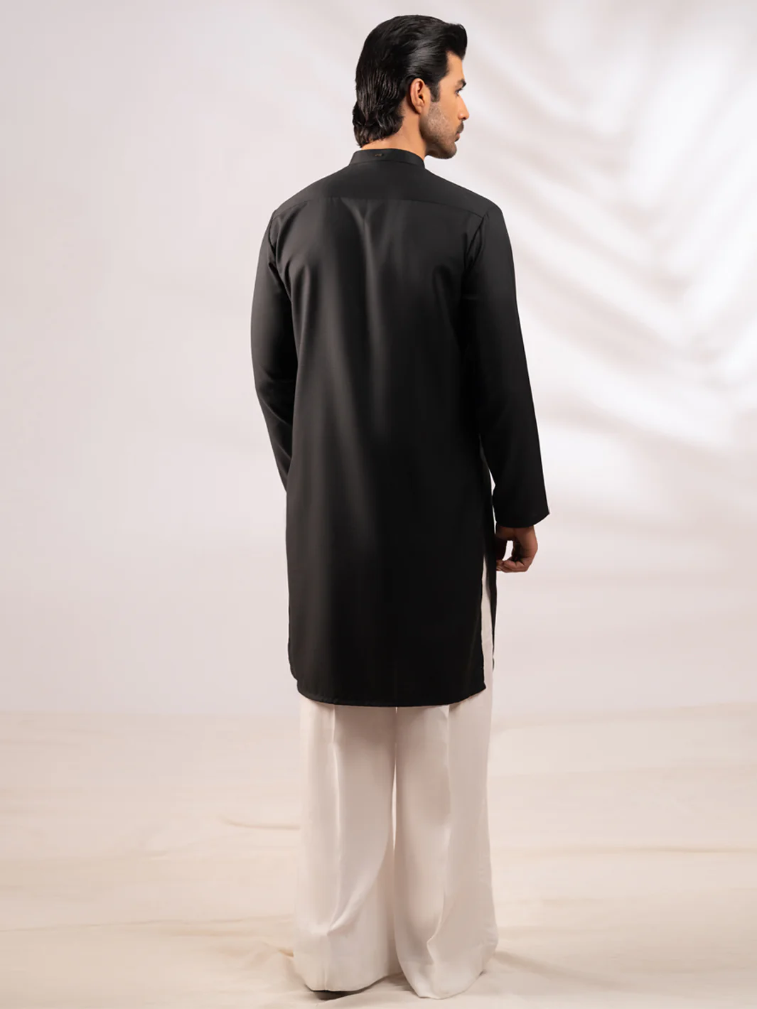 BLACK BLENDED KURTA | AL-K-1310/AM-6341-1D - Image 3