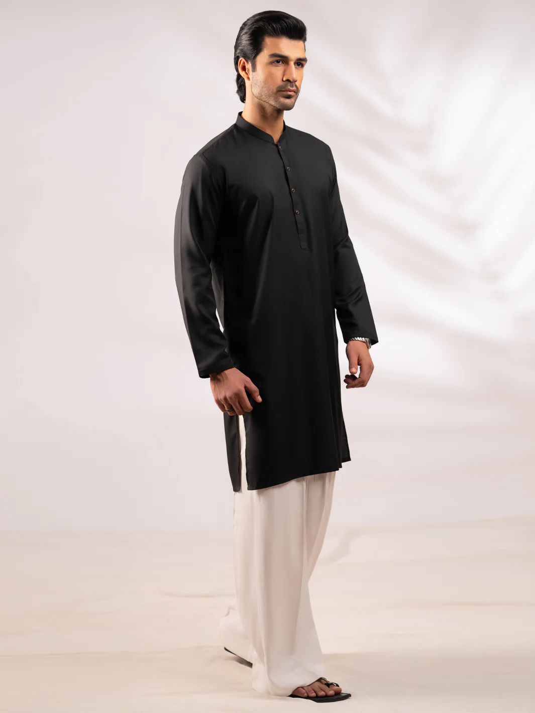 BLACK BLENDED KURTA | AL-K-1310/AM-6341-1D - Image 5