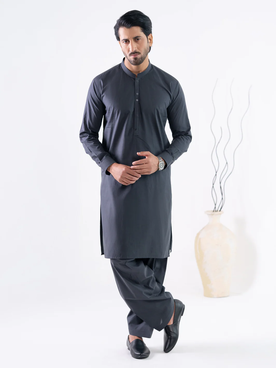 GREY COTTON KAMEEZ SHALWAR | AL-KS-3220/AM-6332B - Image 3