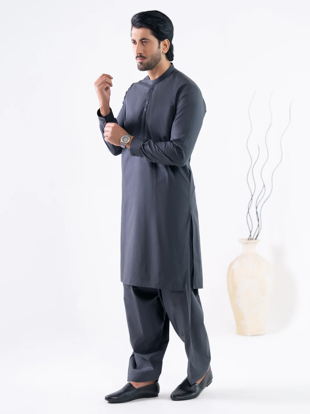 GREY COTTON KAMEEZ SHALWAR | AL-KS-3220/AM-6332B - Image 6
