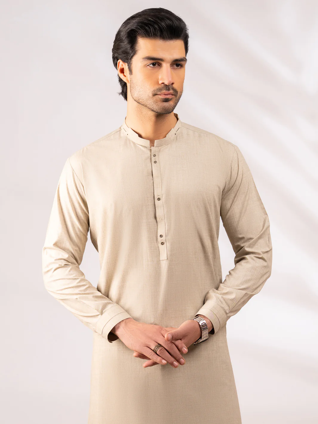 BEIGE BLENDED KAMEEZ SHALWAR | AL-KS-3258/AM-6209-A2 - Image 2