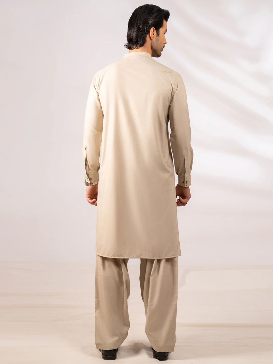 BEIGE BLENDED KAMEEZ SHALWAR | AL-KS-3258/AM-6209-A2 - Image 3