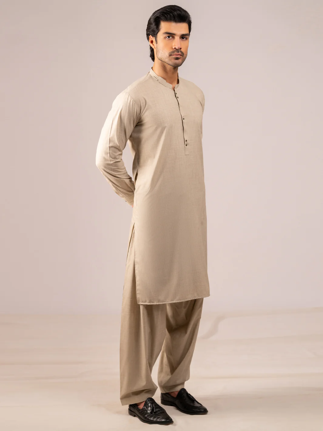 BEIGE BLENDED KAMEEZ SHALWAR | AL-KS-3258/AM-6209-A2 - Image 5