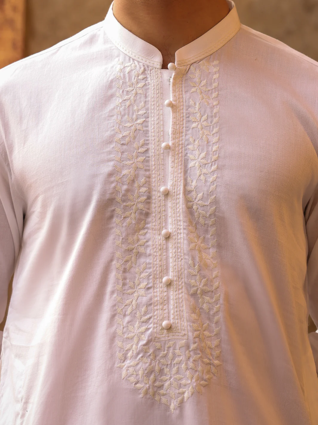 WHITE BLENDED KAMEEZ SHALWAR | AL-KS-3296/AM-6177-A2 - Image 3