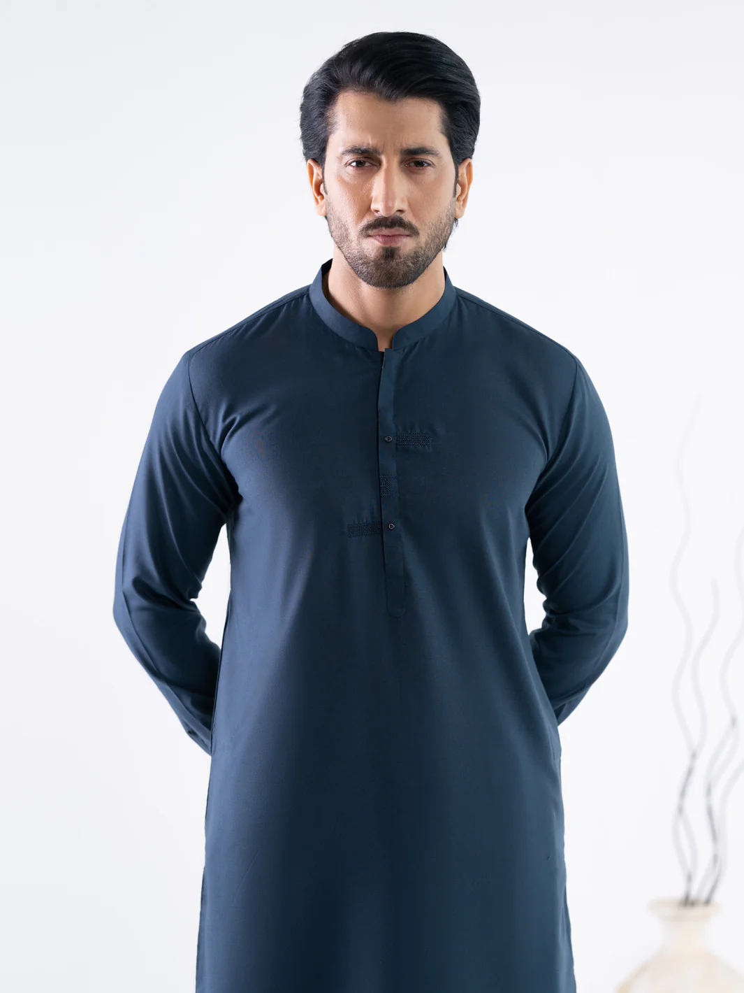 DARK BLUE BLENDED KAMEEZ SHALWAR | AL-KS-3297/AM-6338D - Image 2
