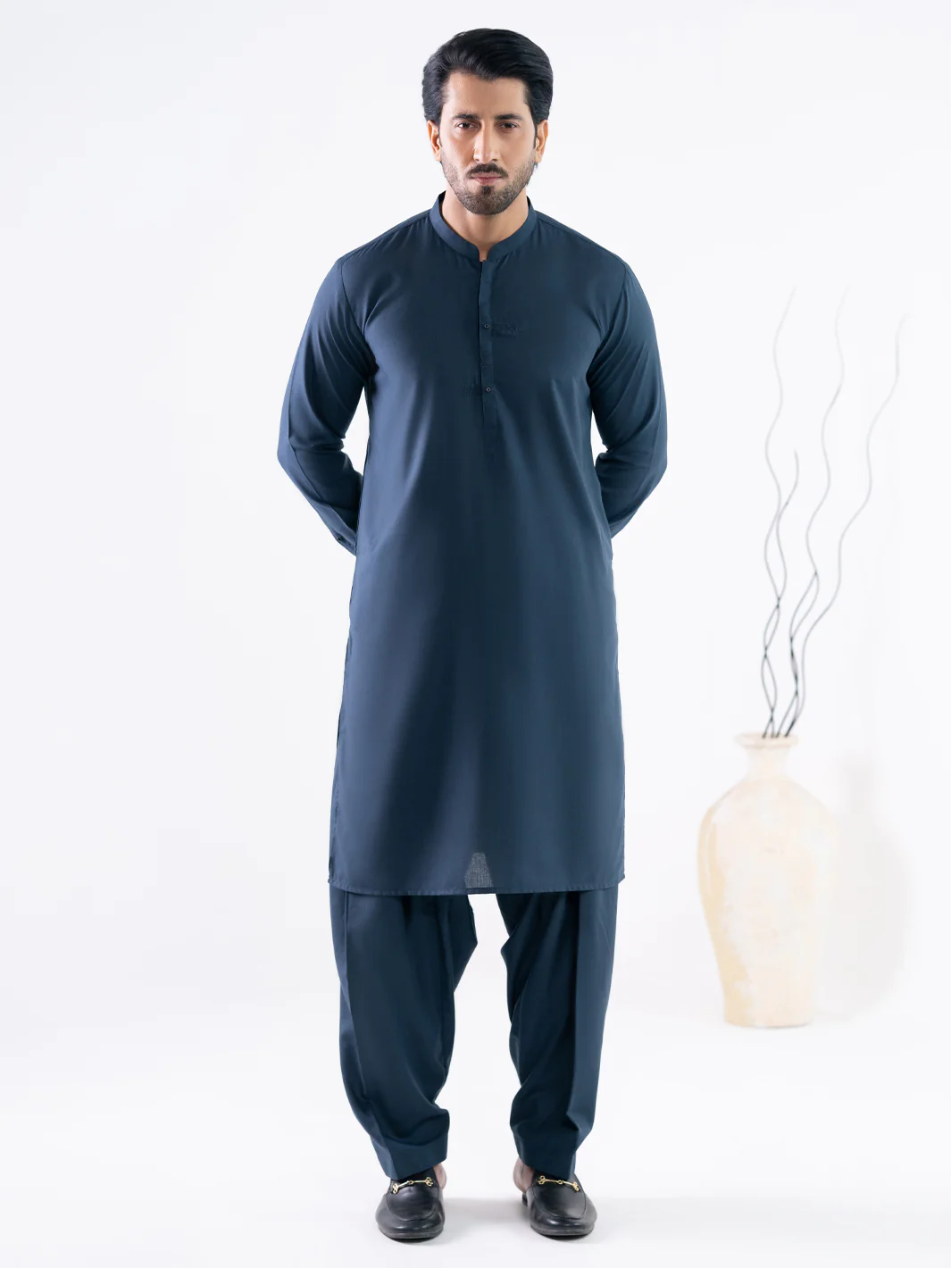 DARK BLUE BLENDED KAMEEZ SHALWAR | AL-KS-3297/AM-6338D - Image 7