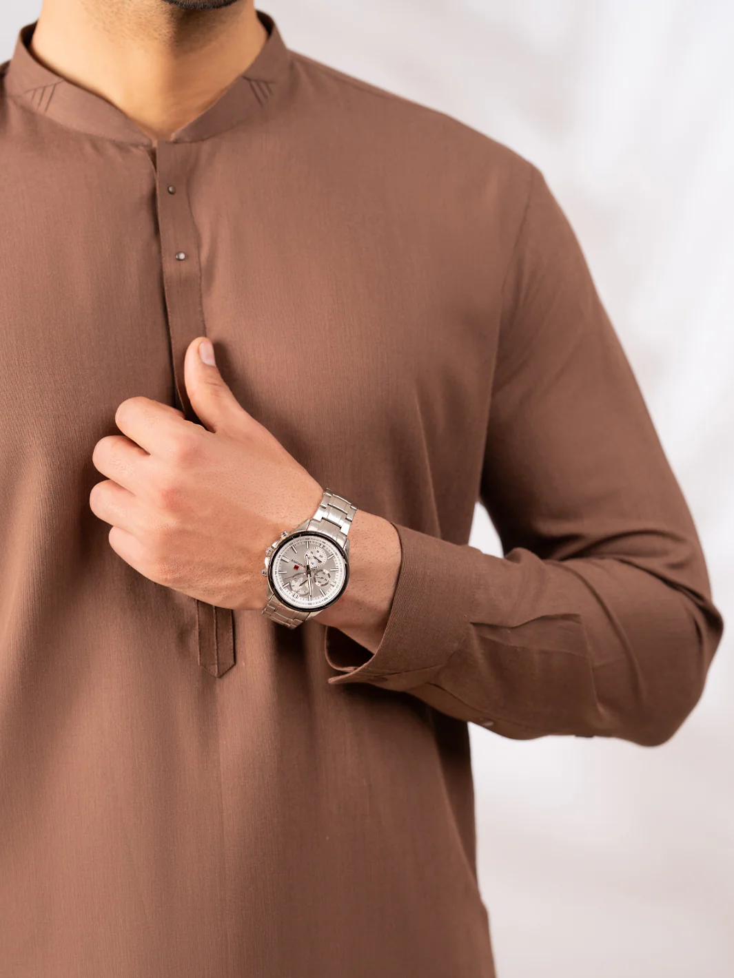 LIGHT BROWN BLENDED KAMEEZ SHALWAR | AL-KS-3301/AM-6336C - Image 4