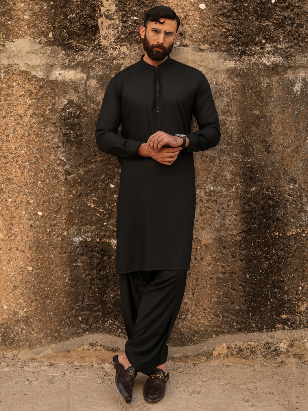 BLACK BLENDED KAMEEZ SHALWAR | AL-KS-3306/AM-6335D - Image 3