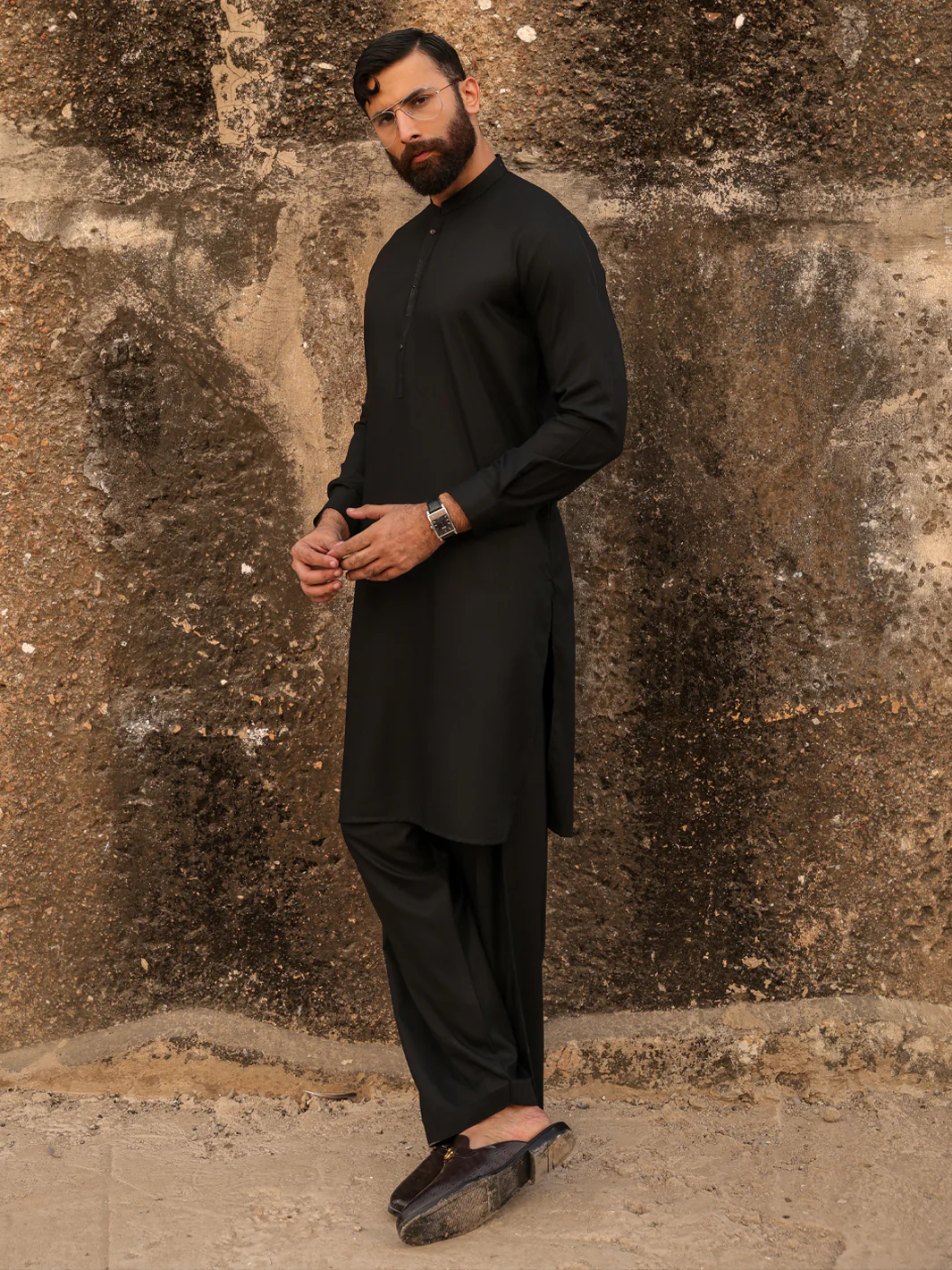 BLACK BLENDED KAMEEZ SHALWAR | AL-KS-3306/AM-6335D - Image 5