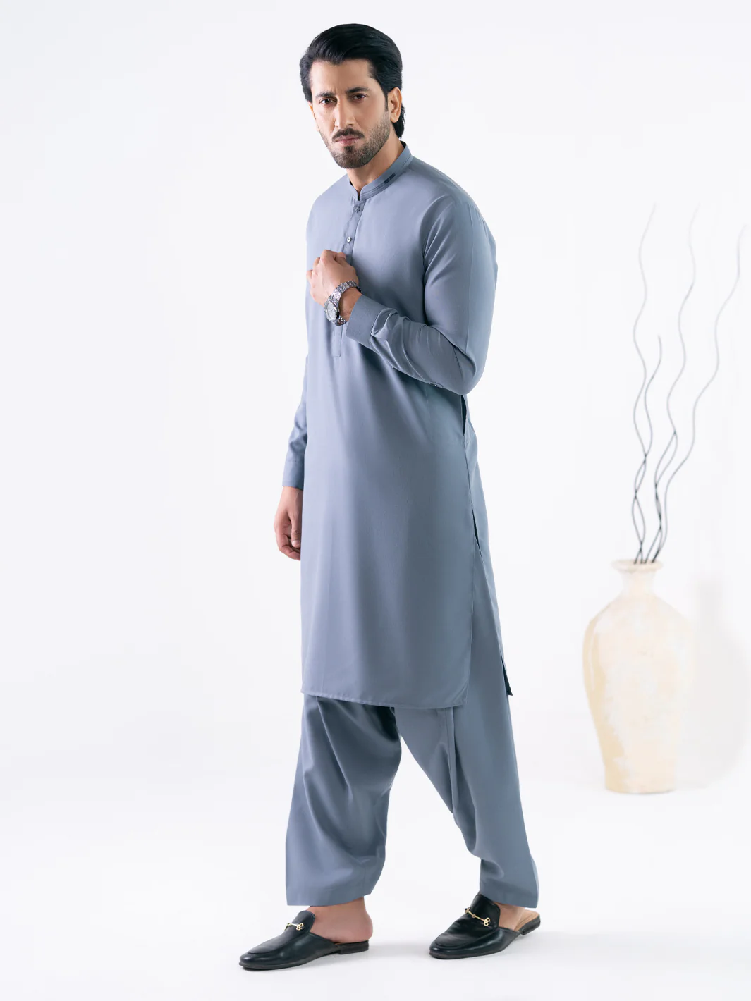 GREY BLENDED KAMEEZ SHALWAR | AL-KS-3347/AM-15088B - Image 5