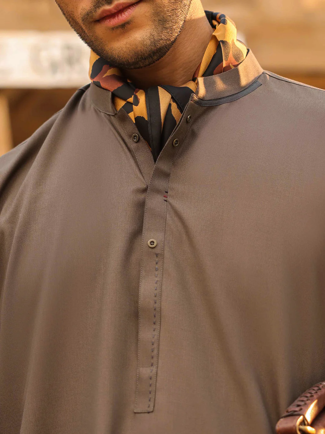 OLIVE GREEN BLENDED KURTA TROUSERS | AL-KT-3318/AM-11054D - Image 4