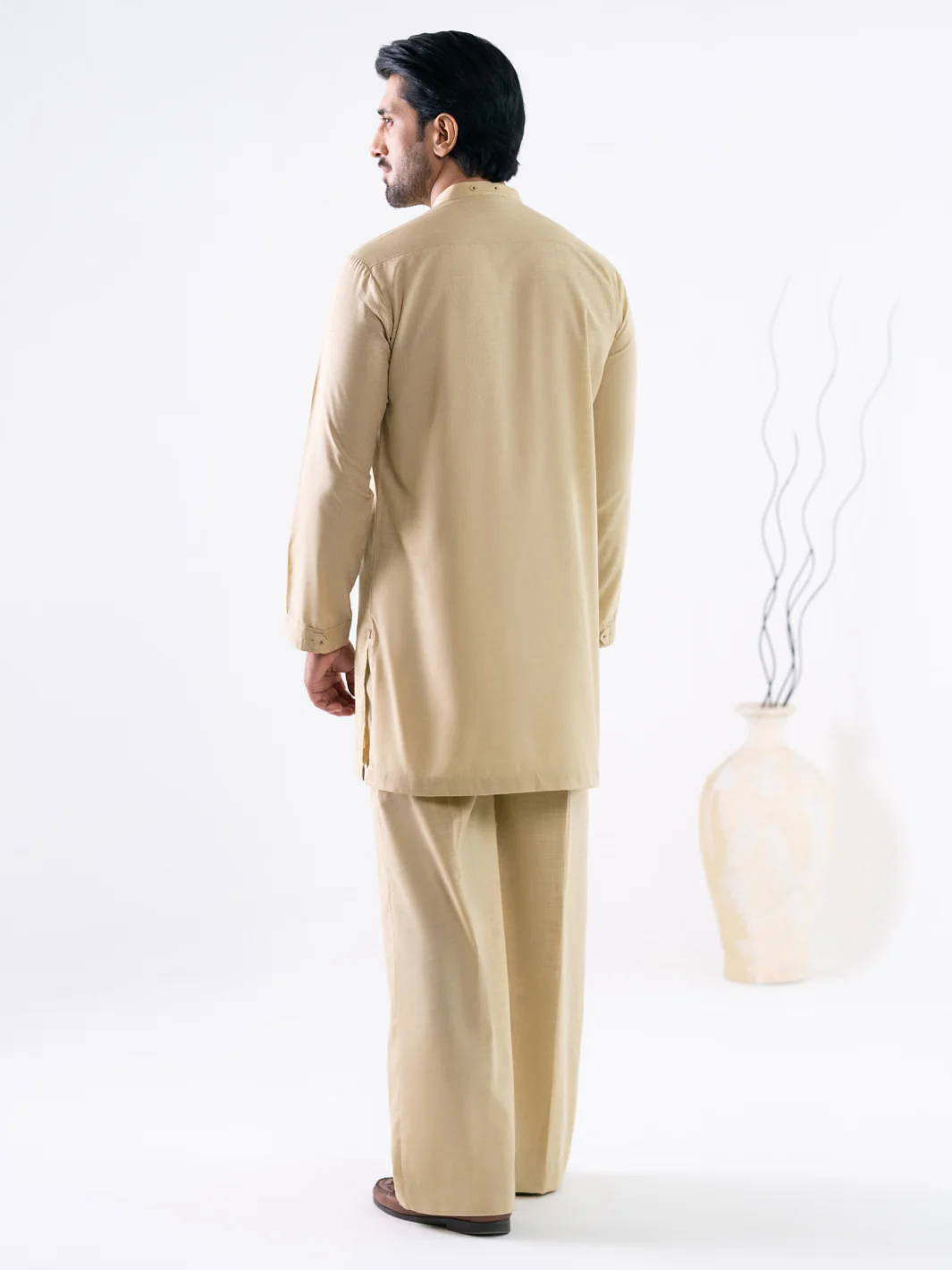 BEIGE POLYESTER KURTA TROUSERS | AL-KT-3319/AM-6213B - Image 3