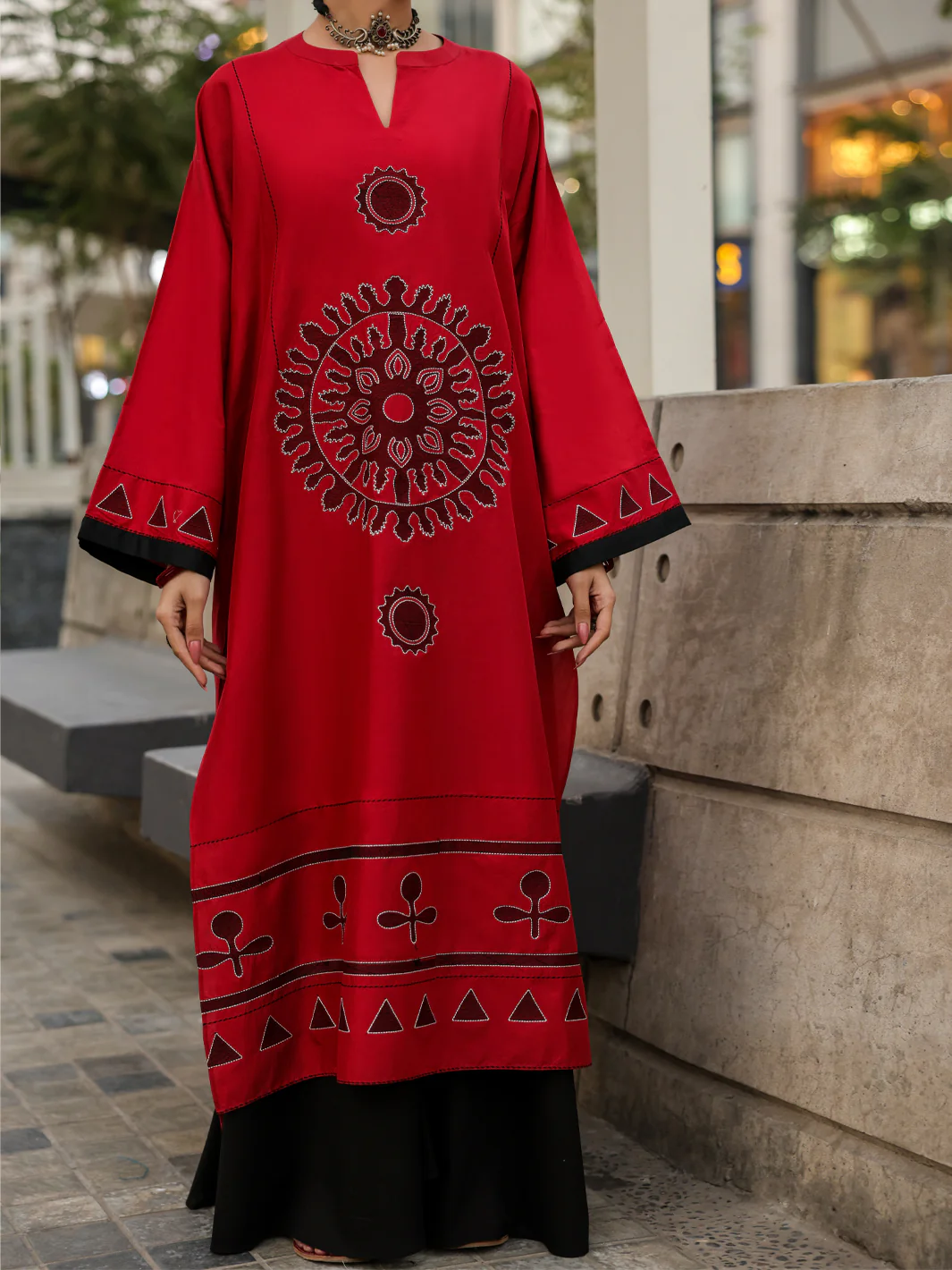 RED CAMBRIC KURTI | AL-LK-1157/FB-1157A - Image 3