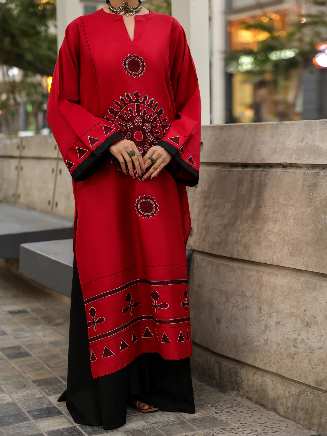 RED CAMBRIC KURTI | AL-LK-1157/FB-1157A - Image 5