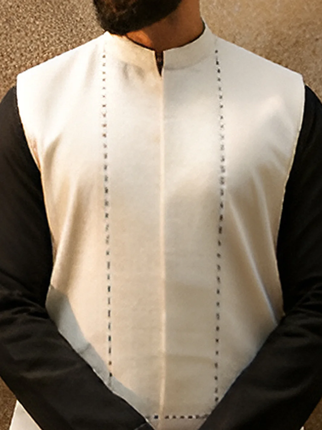 WHITE COTTON WAISTCOAT | AL-WC-608B/AM-6349D - Image 3