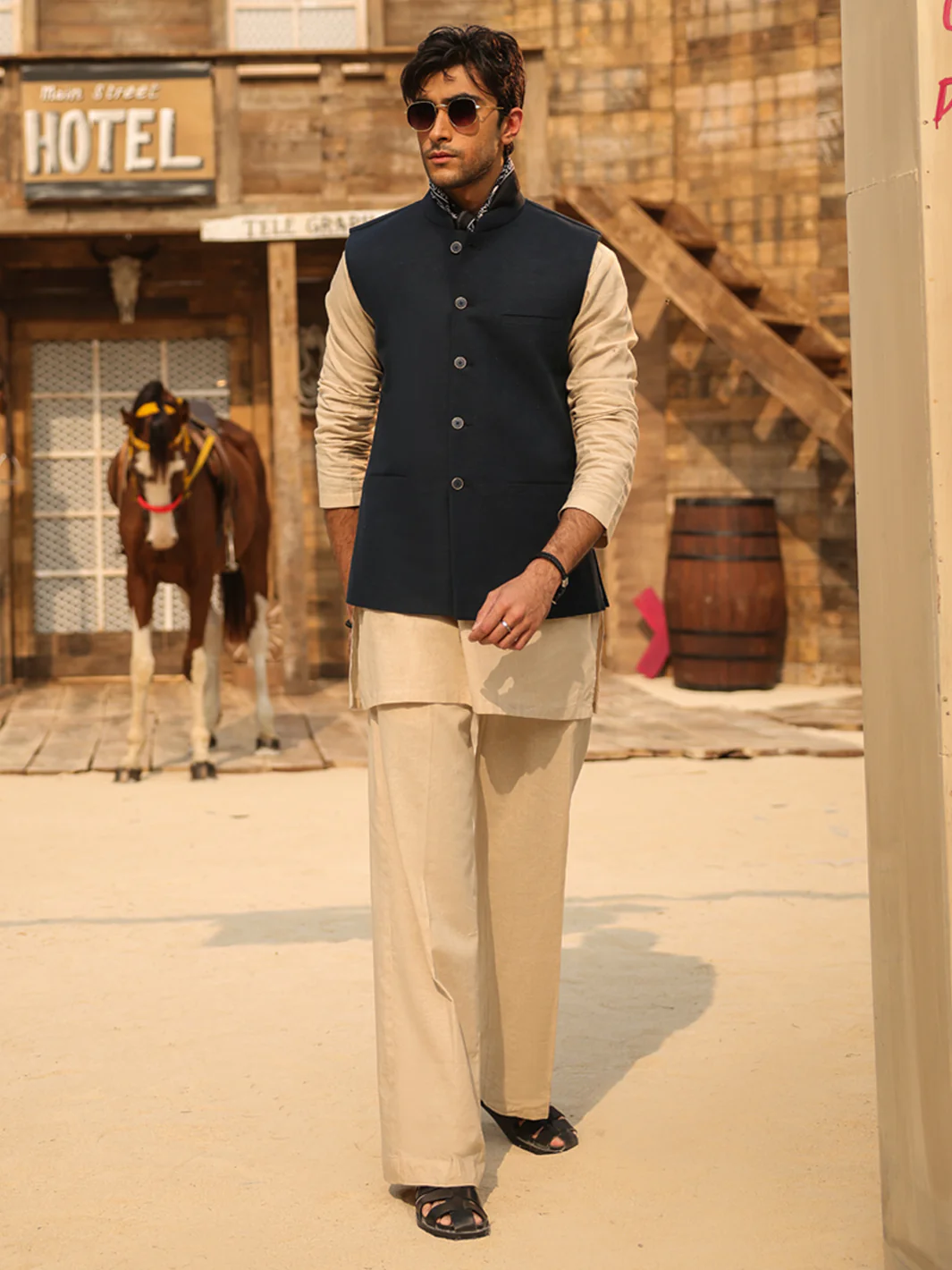 NAVY BLUE BLENDED WAISTCOAT | AL-WC-632/AM-15113C - Image 3