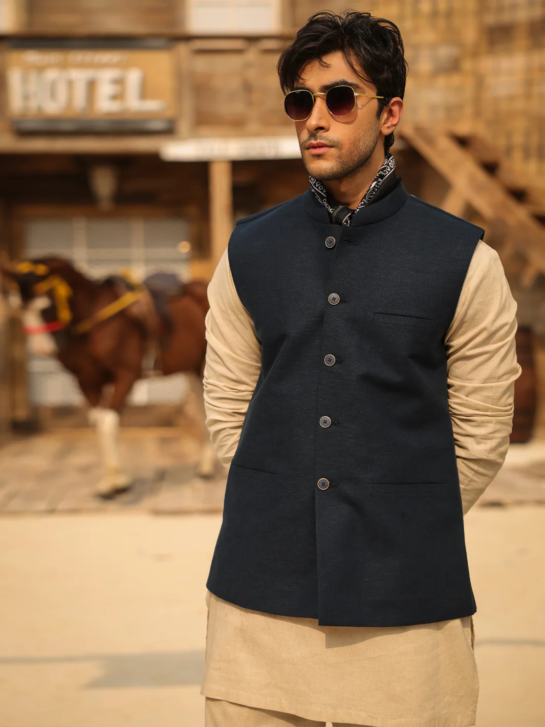 NAVY BLUE BLENDED WAISTCOAT | AL-WC-632/AM-15113C - Image 5
