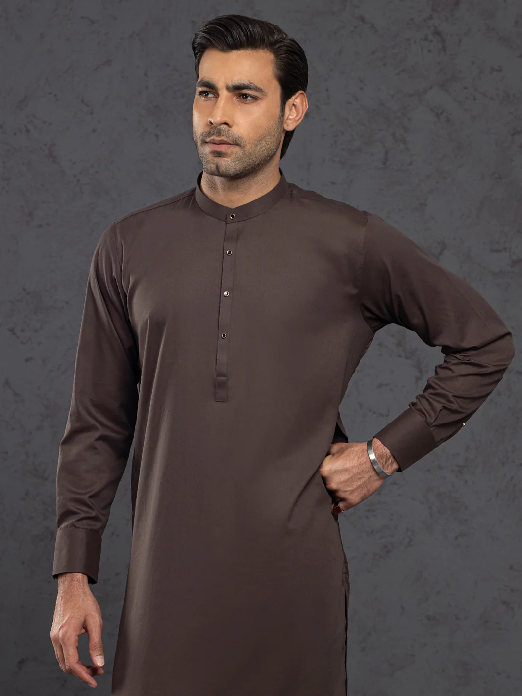 BROWN BLENDED KAMEEZ SHALWAR | ALET-KS-3015/AM-6353E - Image 2