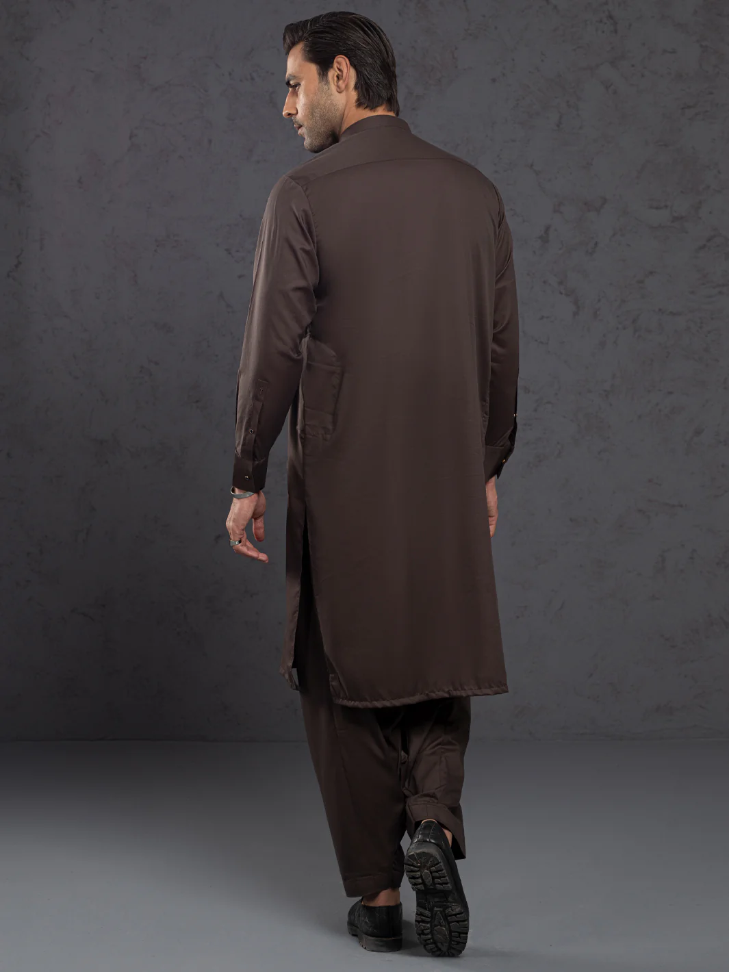 BROWN BLENDED KAMEEZ SHALWAR | ALET-KS-3015/AM-6353E - Image 3