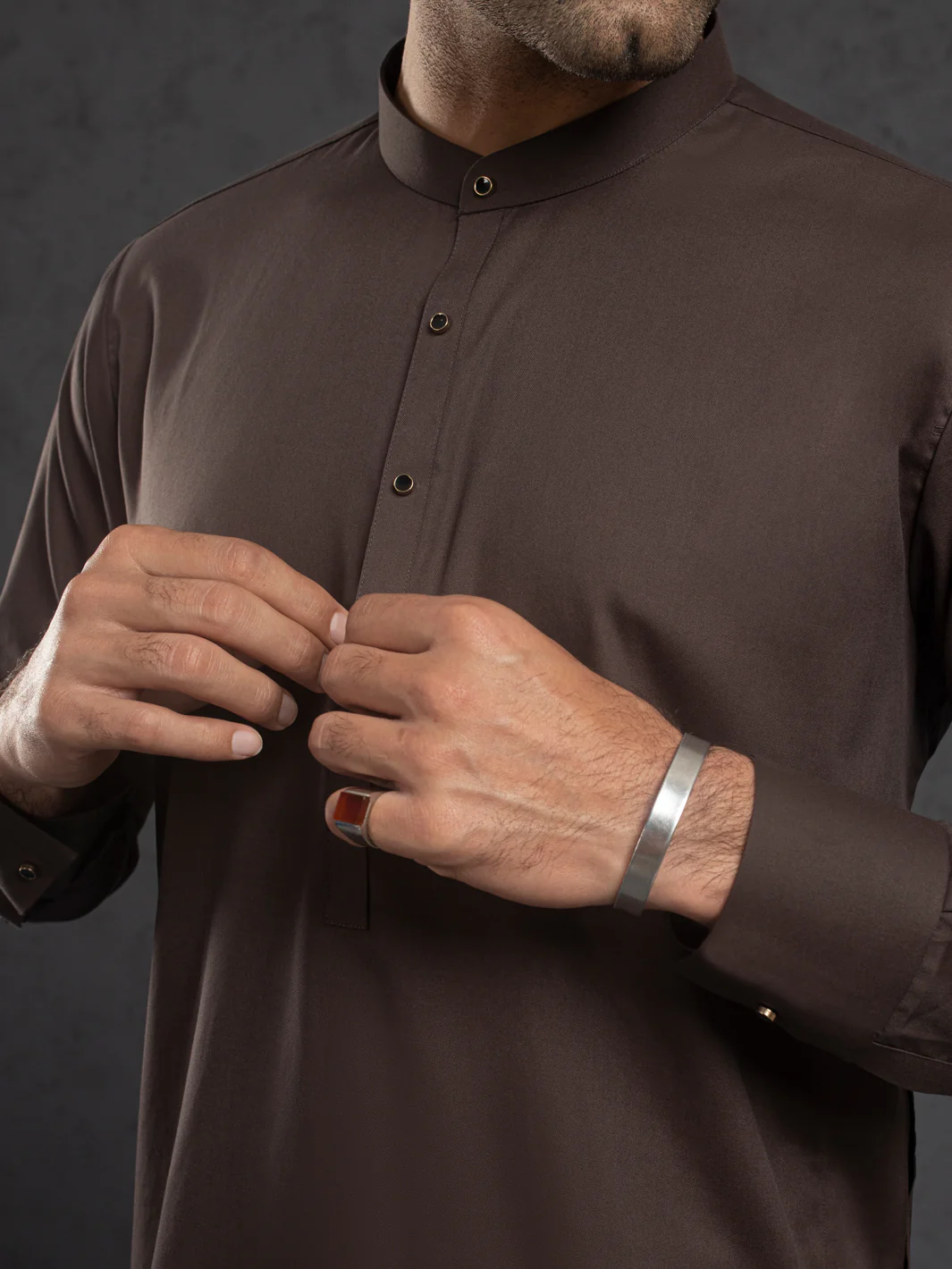 BROWN BLENDED KAMEEZ SHALWAR | ALET-KS-3015/AM-6353E - Image 4