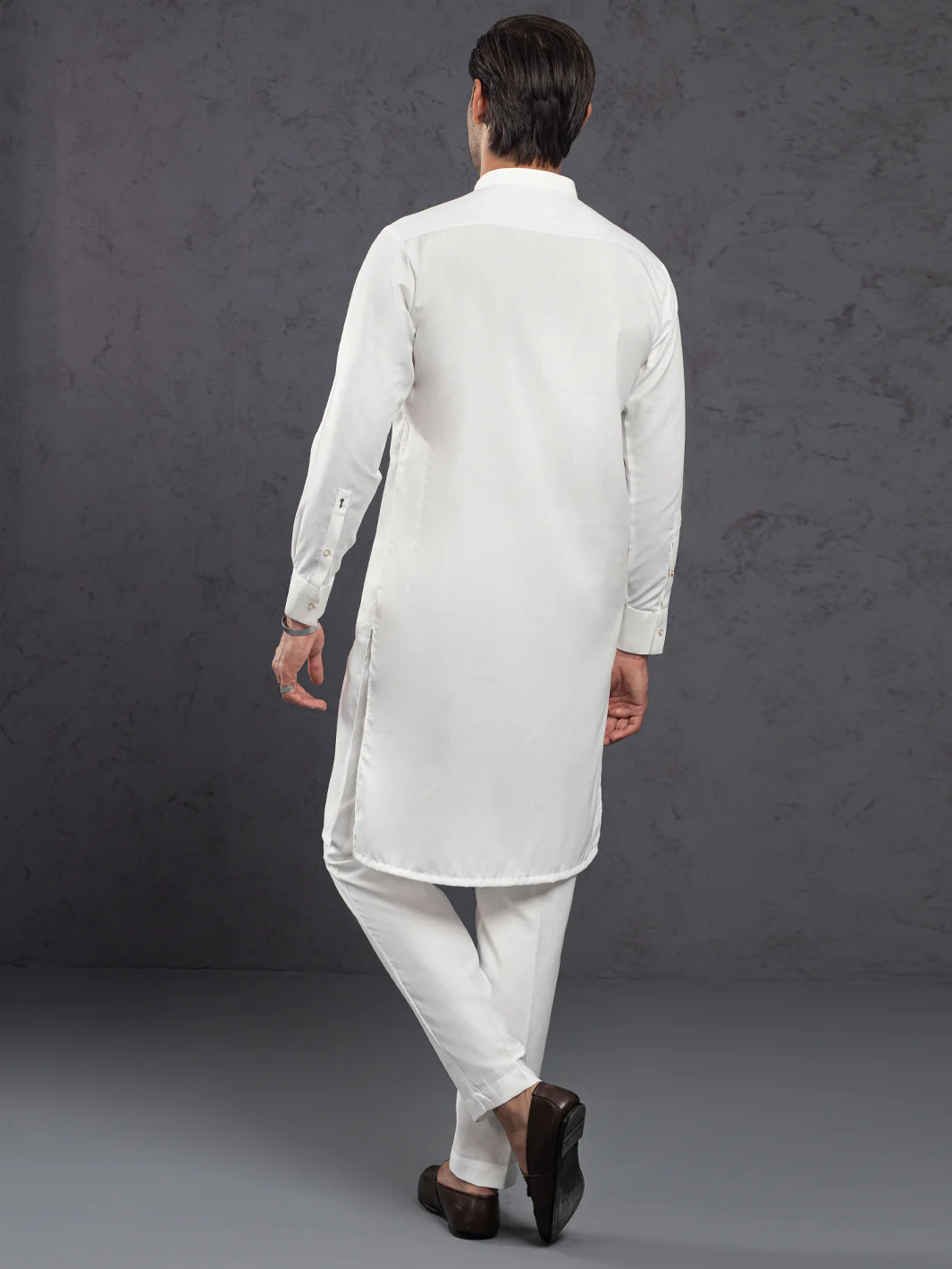 WHITE BLENDED KURTA TROUSERS | ALET-KT-3001/AM-6353A - Image 3