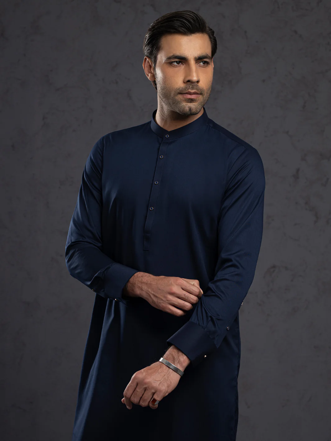MIDNIGHT BLUE BLENDED KURTA TROUSERS | ALET-KT-3003/AM-6353C - Image 2