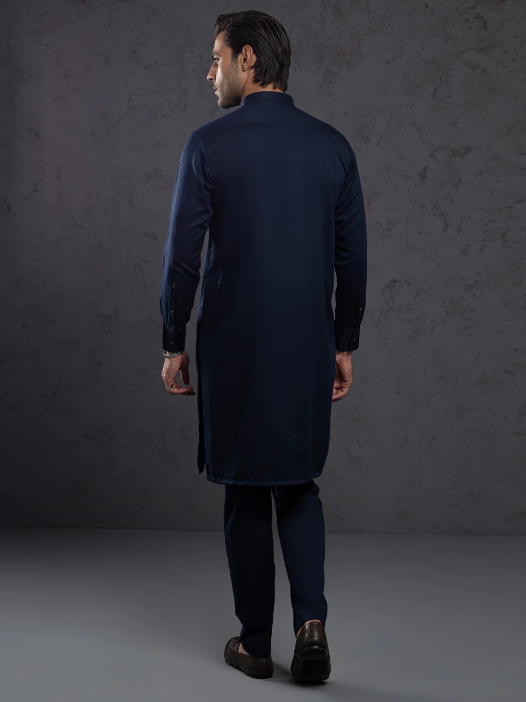 MIDNIGHT BLUE BLENDED KURTA TROUSERS | ALET-KT-3003/AM-6353C - Image 4