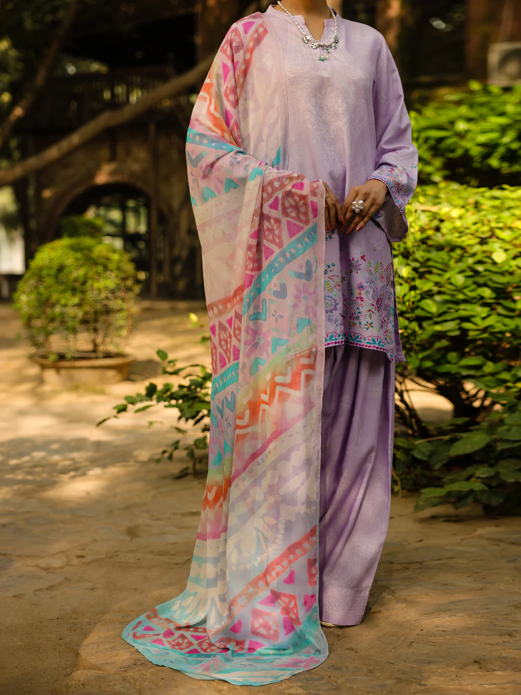 LILAC RAW SILK KURTI | ALP-3PS-2304/S FB-2304A - Image 3