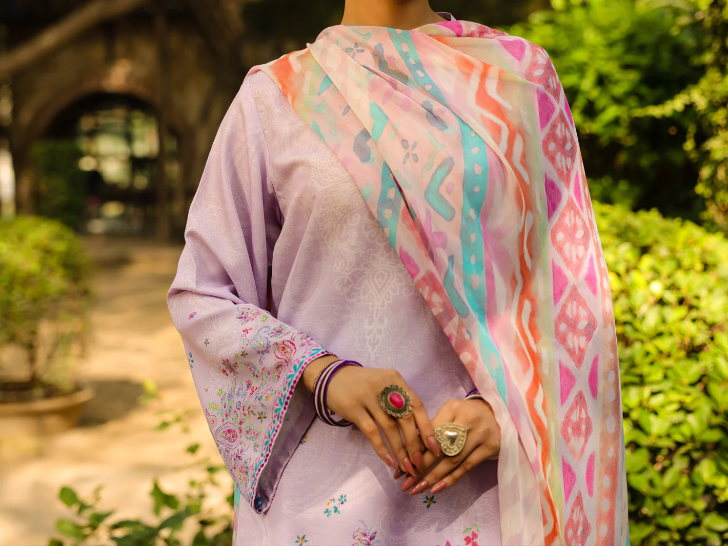 LILAC RAW SILK KURTI | ALP-3PS-2304/S FB-2304A - Image 4