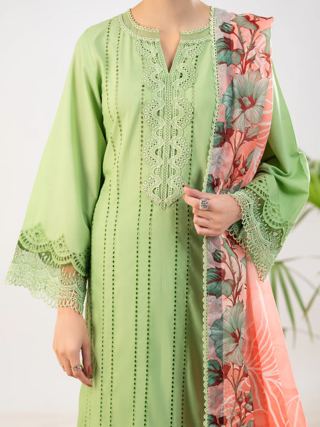 LIGHT GREEN SILK LAWN 3PC STITCHED | ALP-3PS-2341/S FB-2341A - Image 2