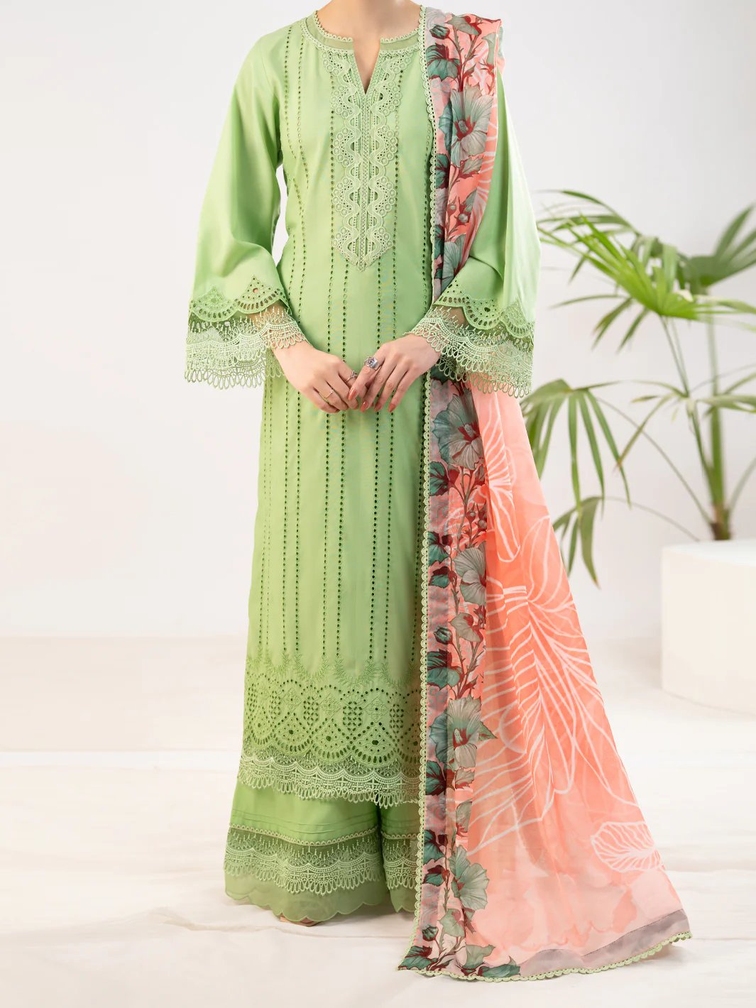 LIGHT GREEN SILK LAWN 3PC STITCHED | ALP-3PS-2341/S FB-2341A - Image 4