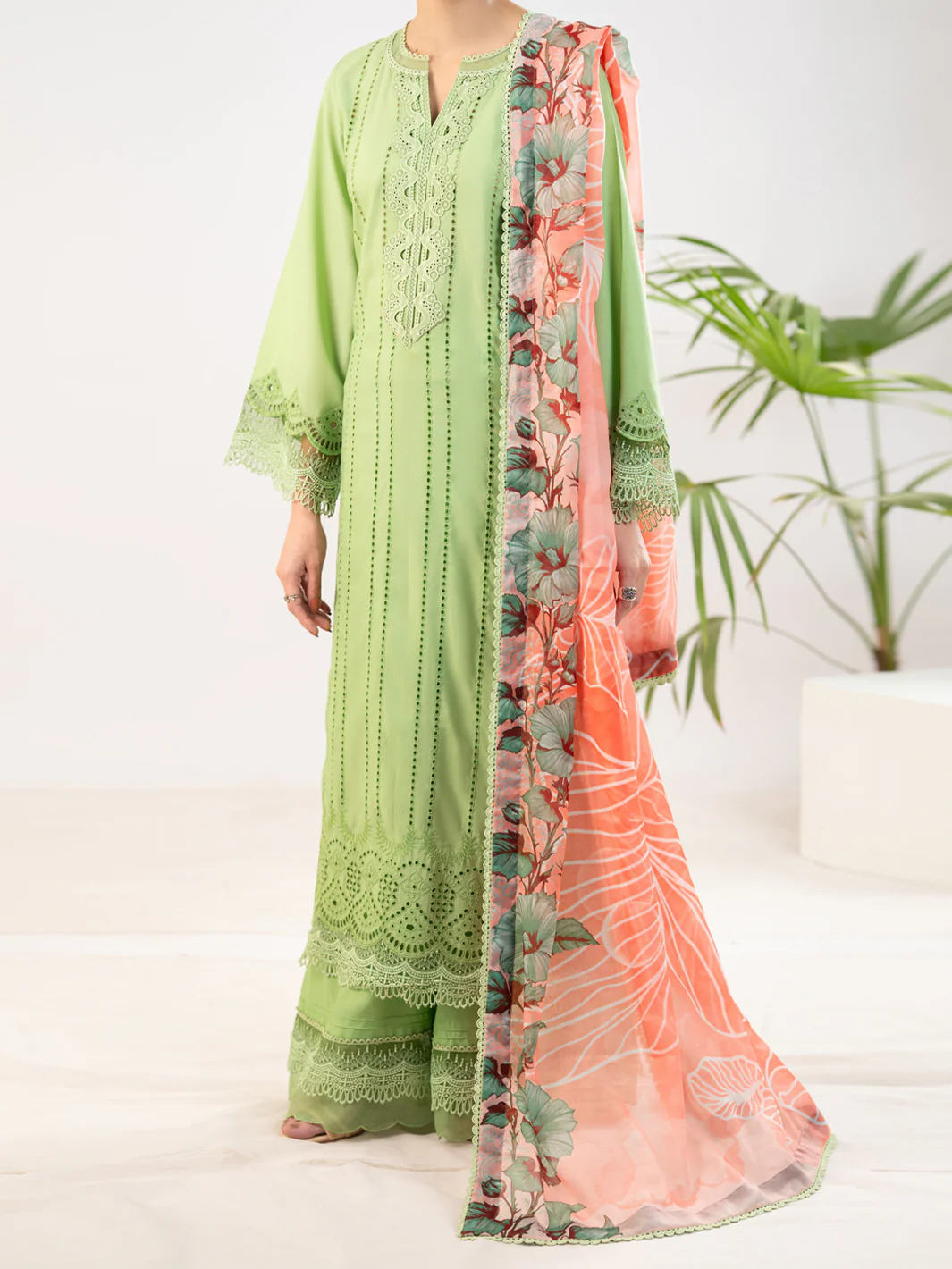 LIGHT GREEN SILK LAWN 3PC STITCHED | ALP-3PS-2341/S FB-2341A - Image 5