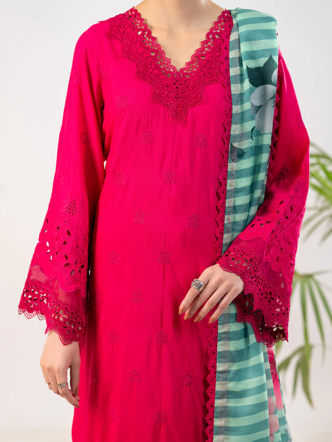 FUCHSIA POLY-LAWN 3PC STITCHED | ALP-3PS-2343/S FB-2343A - Image 2
