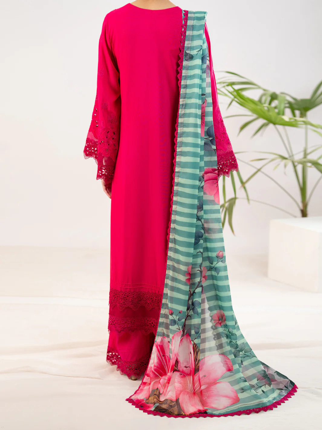 FUCHSIA POLY-LAWN 3PC STITCHED | ALP-3PS-2343/S FB-2343A - Image 3