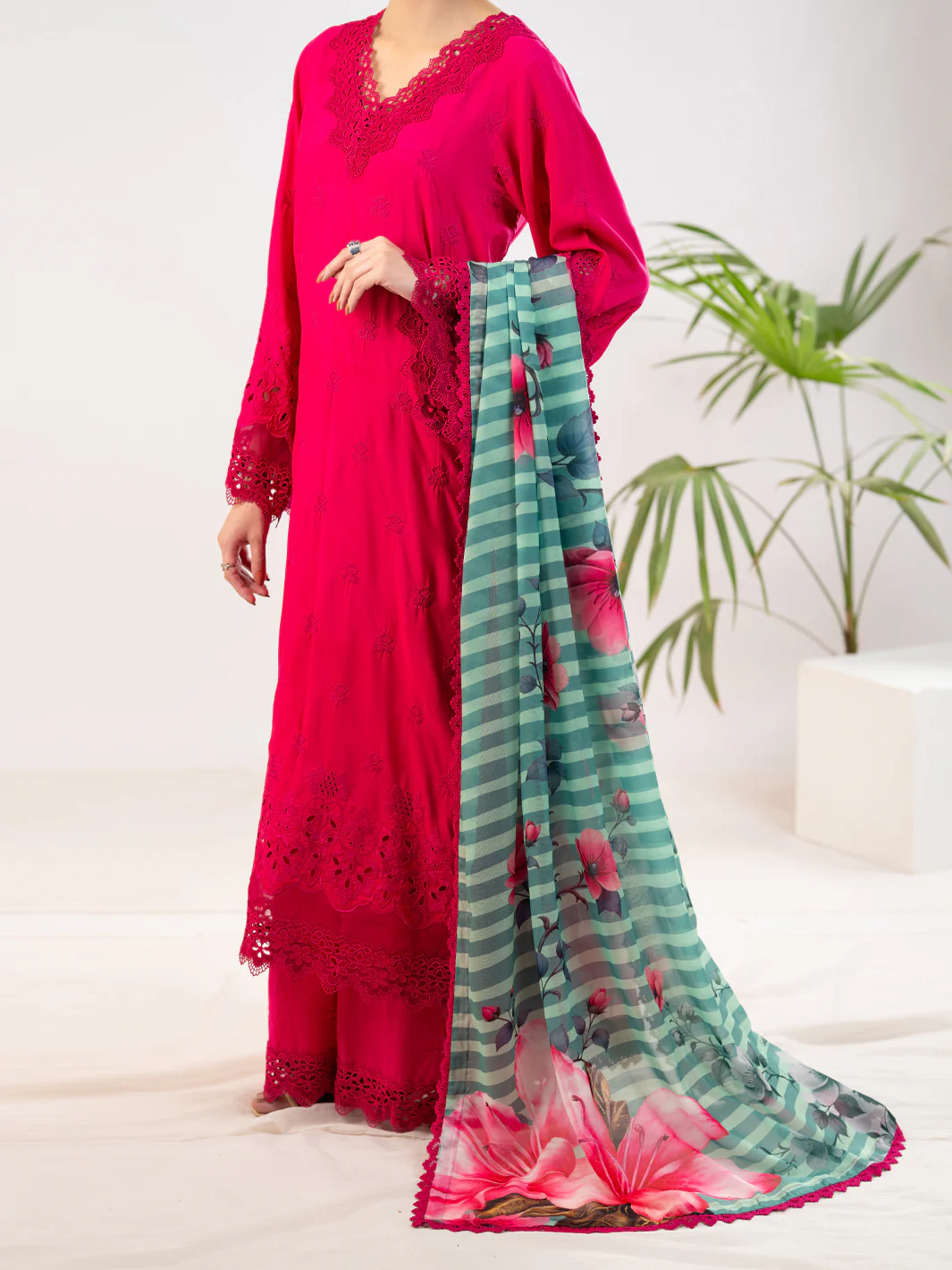 FUCHSIA POLY-LAWN 3PC STITCHED | ALP-3PS-2343/S FB-2343A - Image 5