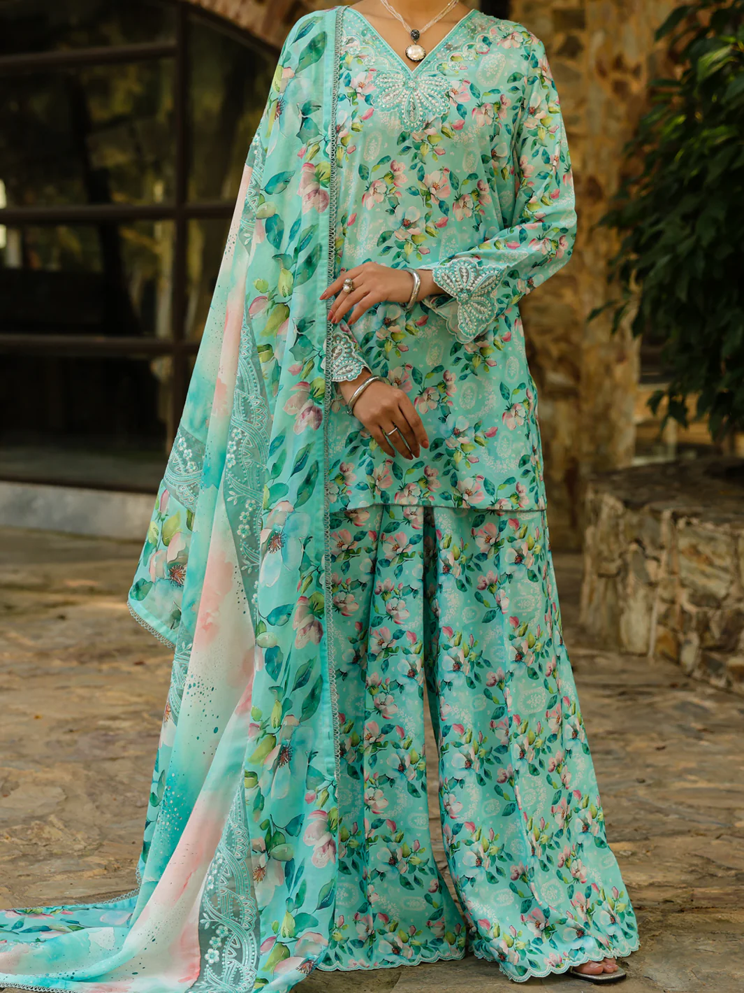 LIGHT GREEN POLY LAWN 3PC STITCHED | ALP-3PS-2359/S FB-2359A - Image 3