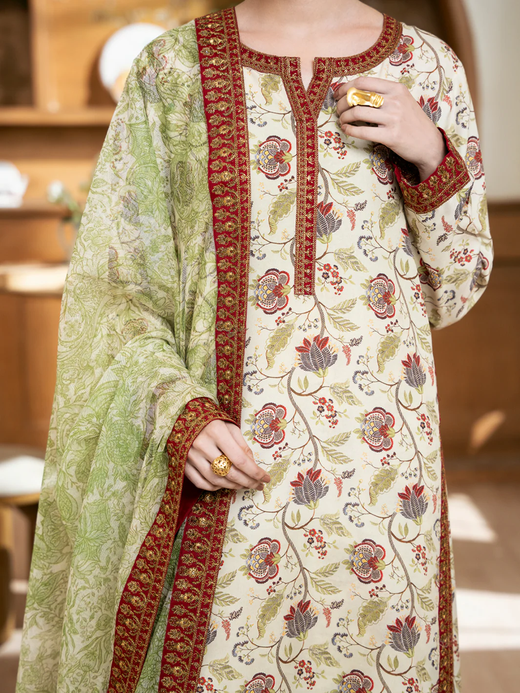 CREAM POLY LAWN 3PC STITCHED | ALP-3PS-2362/S FB-2362A - Image 6