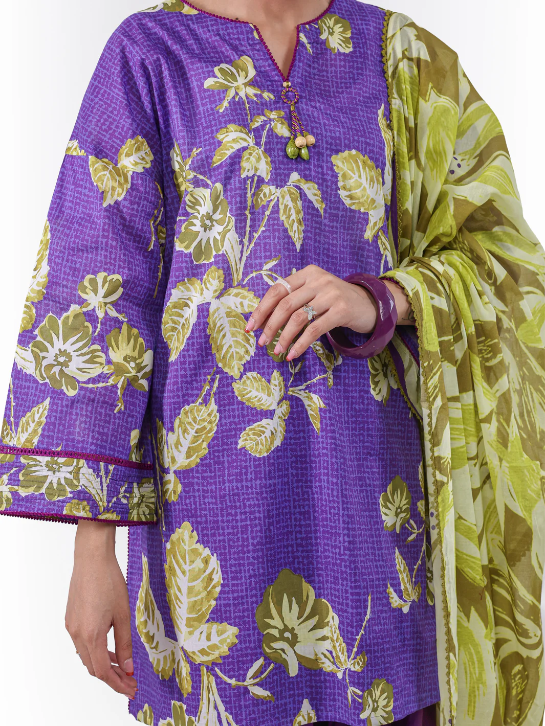 PURPLE LAWN 3PC UNSTITCHED | ALP-3PS-2389 FB-2389A - Image 2