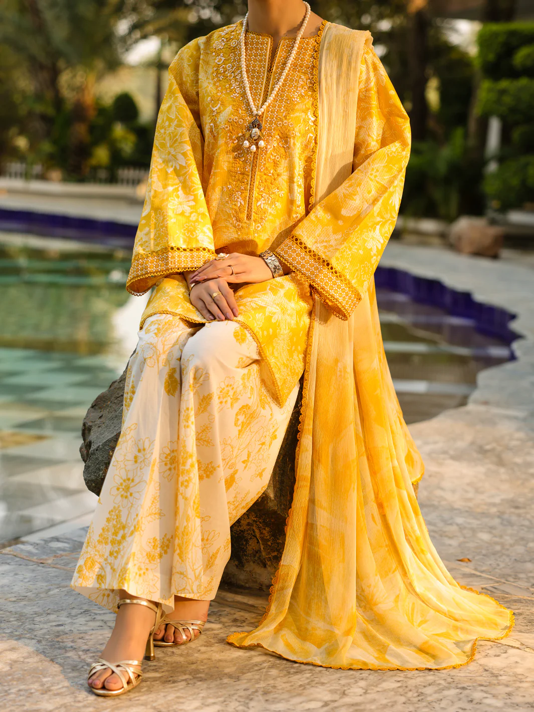 YELLOW LAWN 3PC UNSTITCHED | ALP-3PS-2406 FB-2406A - Image 5
