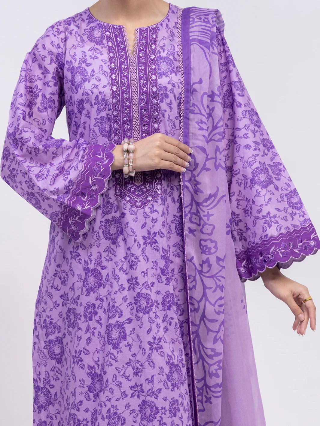 PURPLE LAWN 3PC UNSTITCHED | ALP-3PS-2407 FB-2407A - Image 2