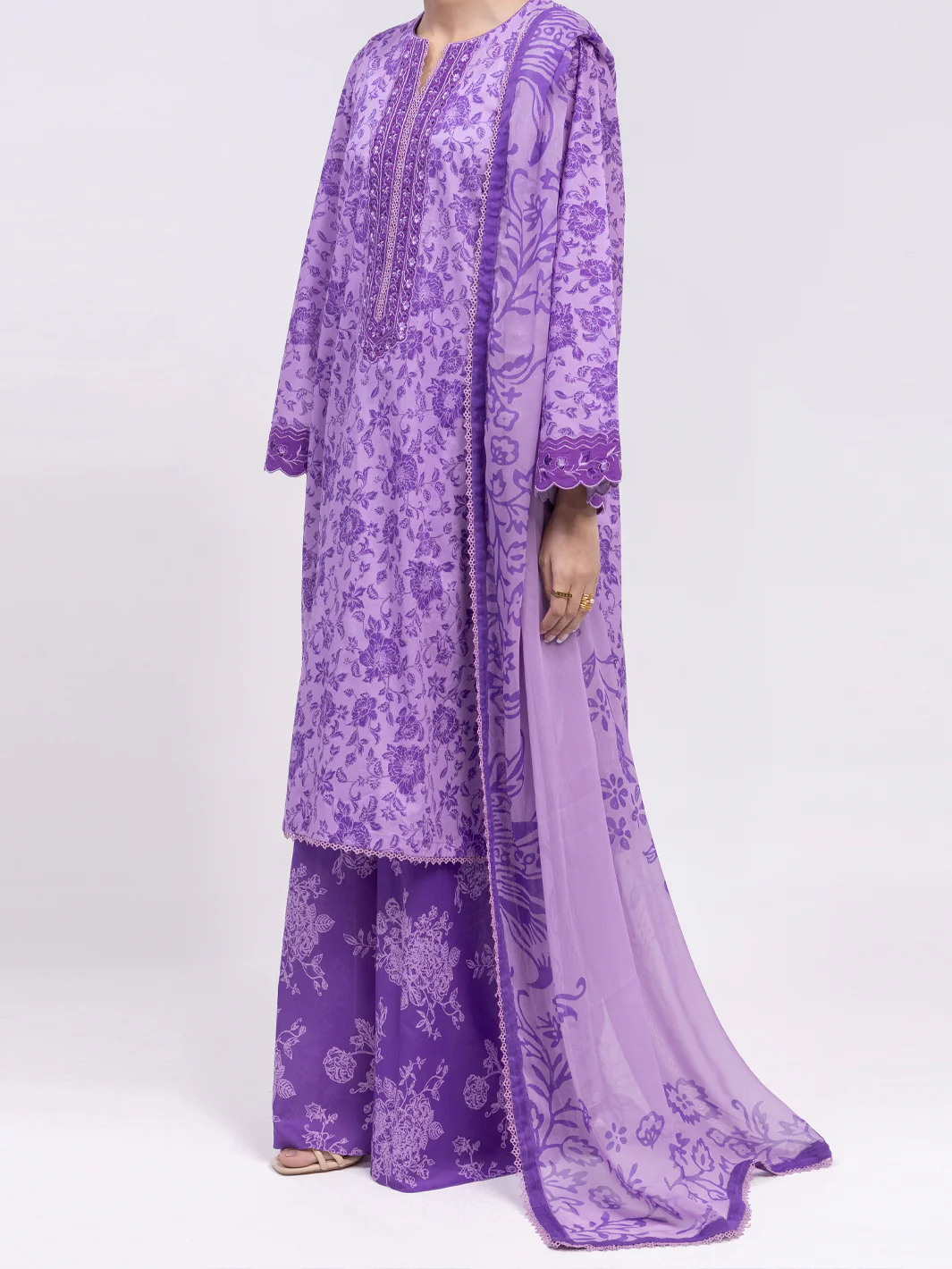 PURPLE LAWN 3PC UNSTITCHED | ALP-3PS-2407 FB-2407A - Image 4