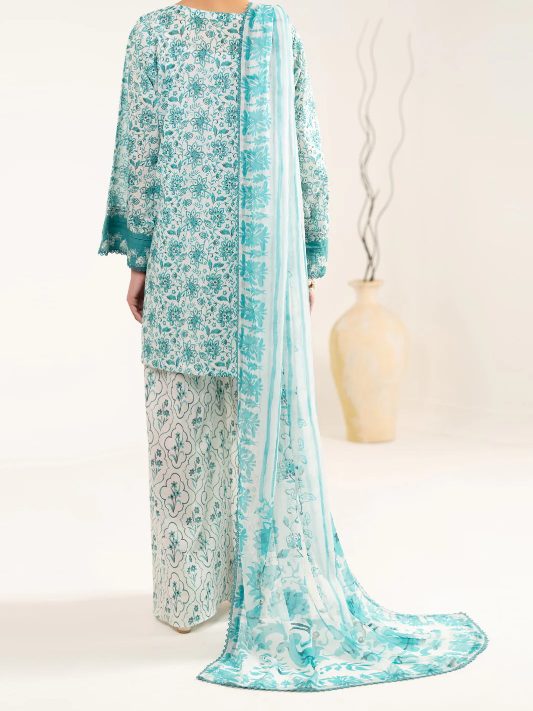 AQUA BLUE LAWN 3PC UNSTITCHED | ALP-3PS-2408 FB-2408A - Image 3