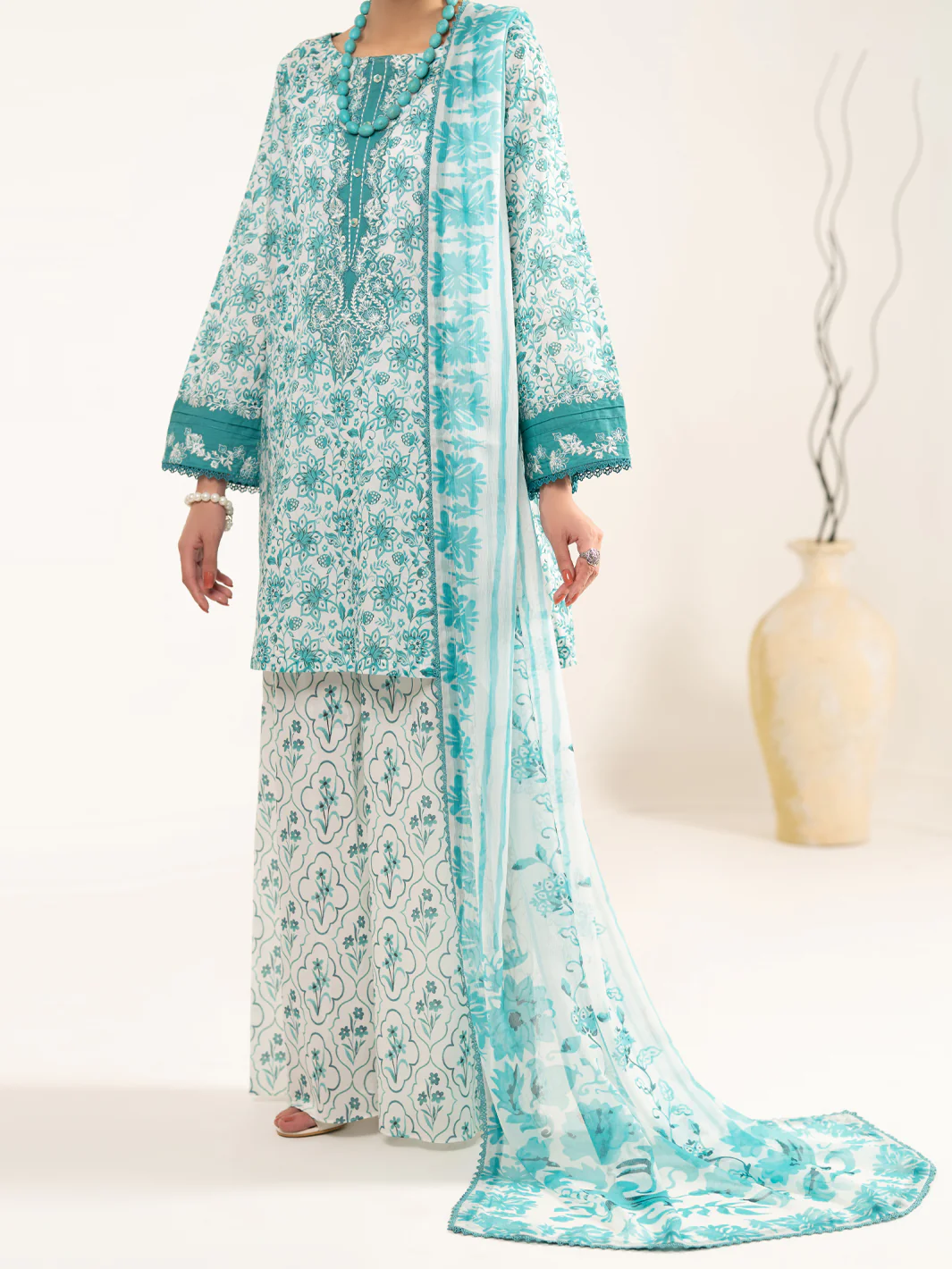 AQUA BLUE LAWN 3PC UNSTITCHED | ALP-3PS-2408 FB-2408A - Image 4