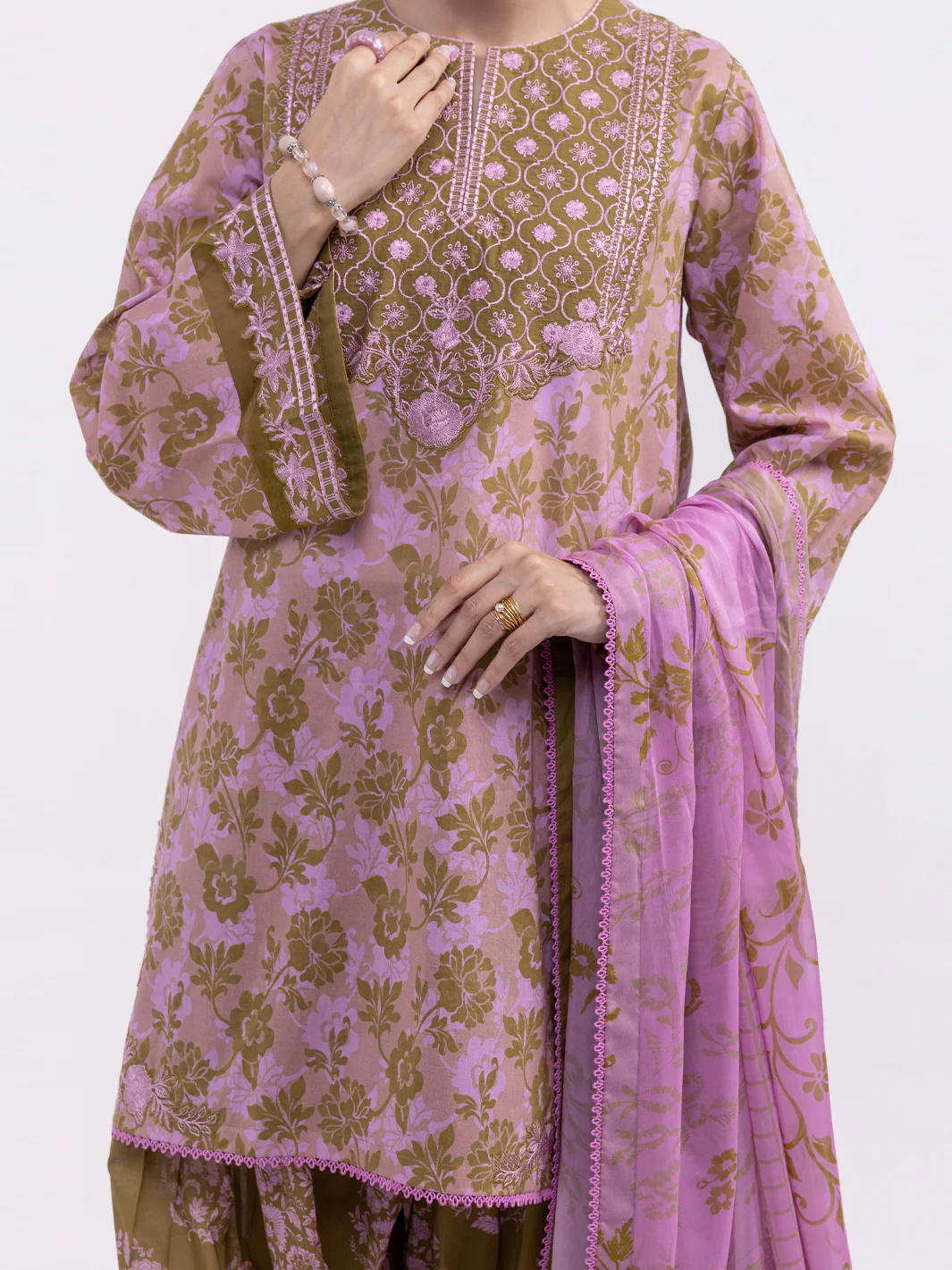 PINK LAWN 3PC UNSTITCHED | ALP-3PS-2409 FB-2409A - Image 2