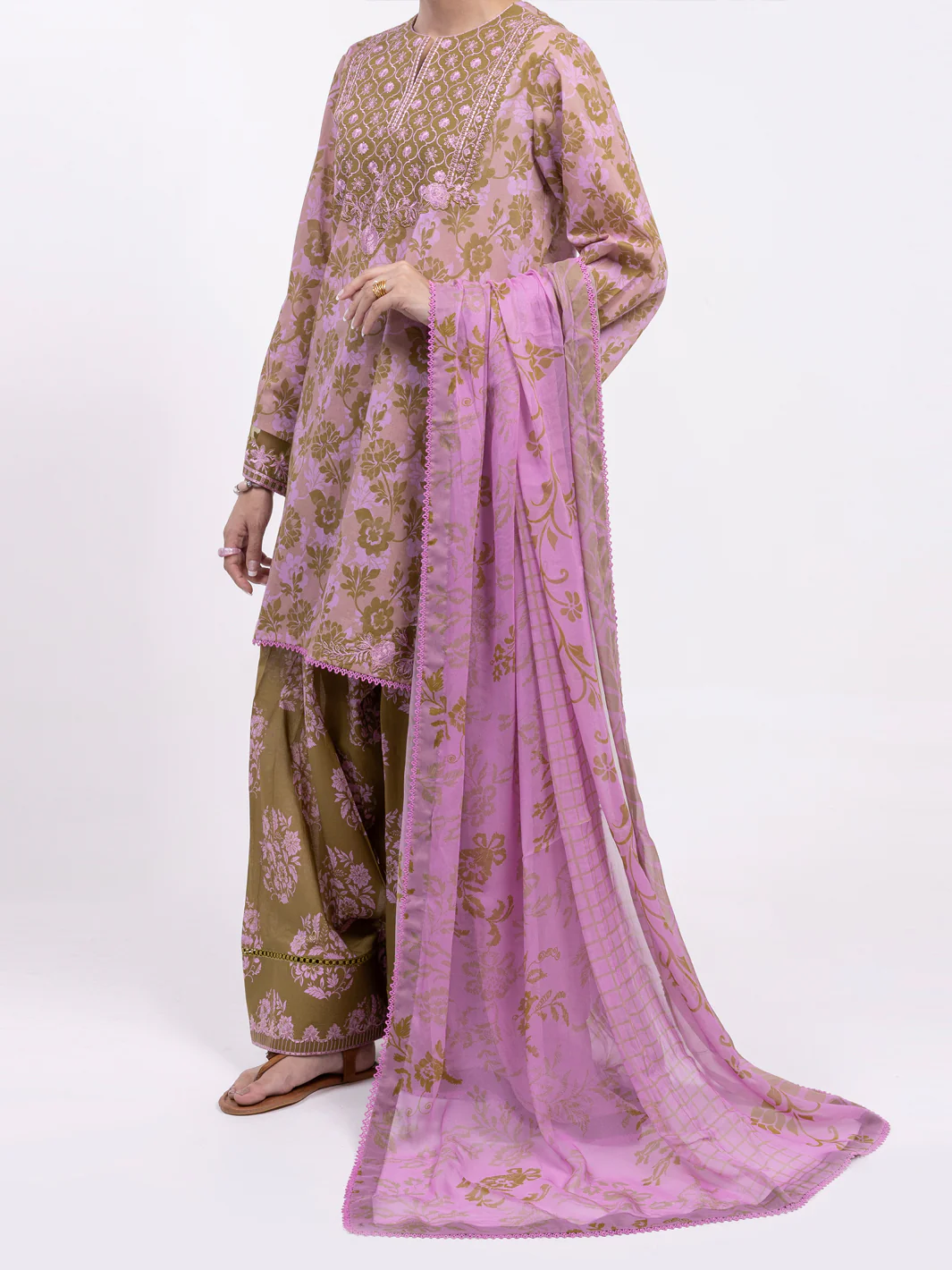 PINK LAWN 3PC UNSTITCHED | ALP-3PS-2409 FB-2409A - Image 4