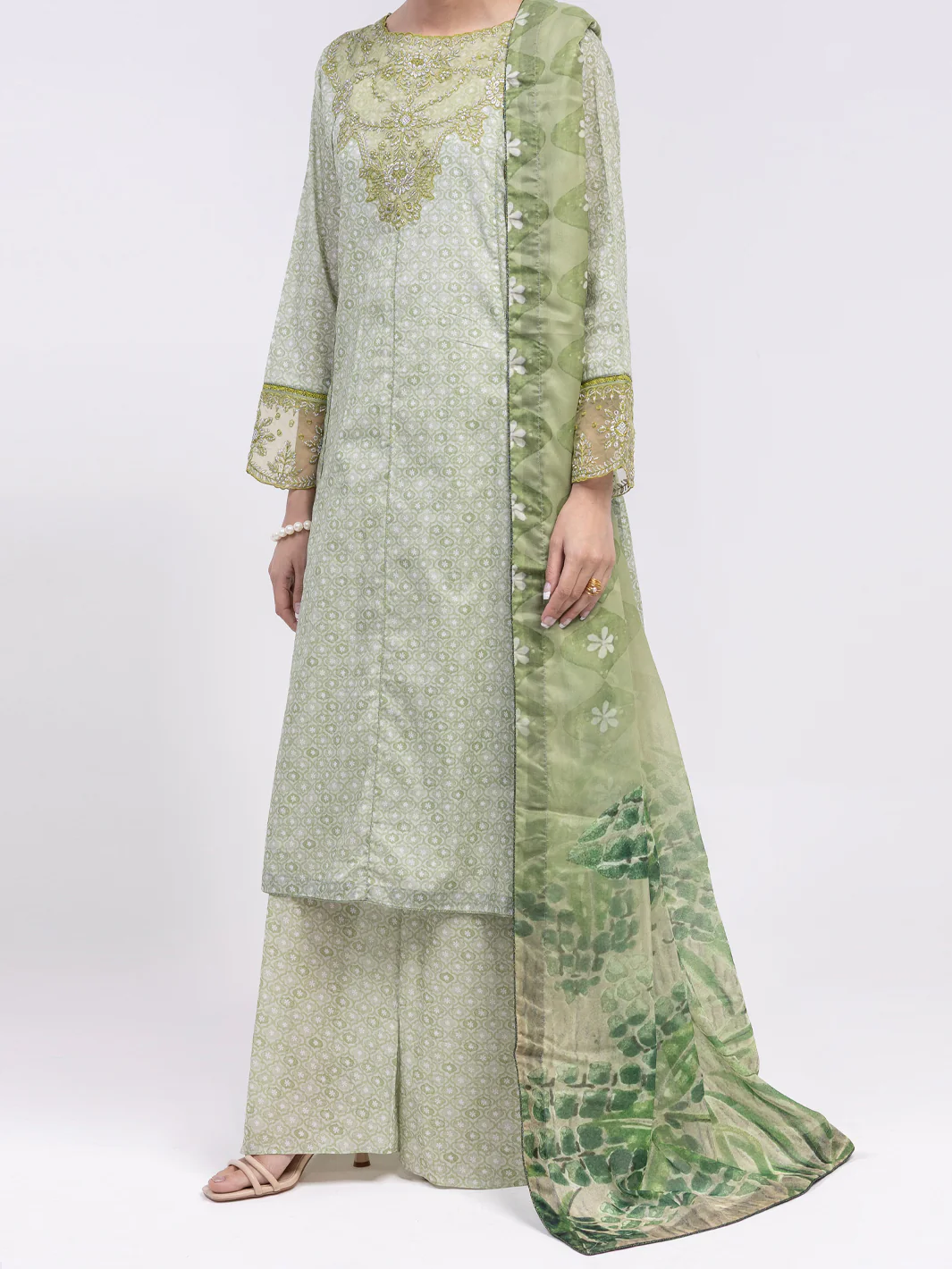 LIGHT GREEN LAWN 3PC UNSTITCHED | ALP-3PS-2425 FB-2425A - Image 4
