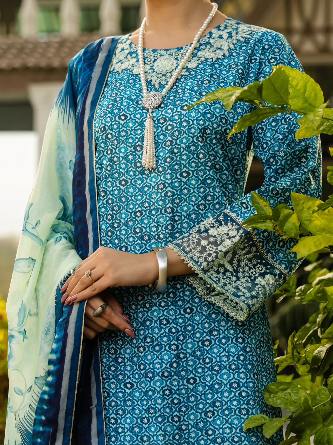 BLUE LAWN 3PC UNSTITCHED | ALP-3PS-2426 FB-2426A - Image 2