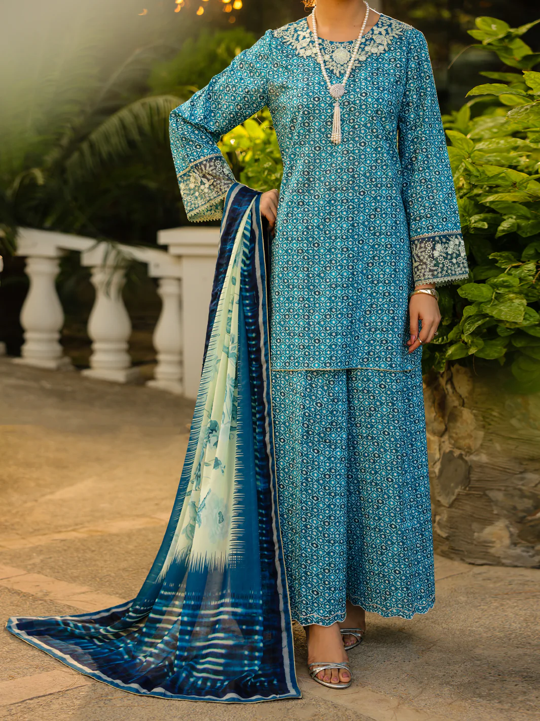 BLUE LAWN 3PC UNSTITCHED | ALP-3PS-2426 FB-2426A - Image 3