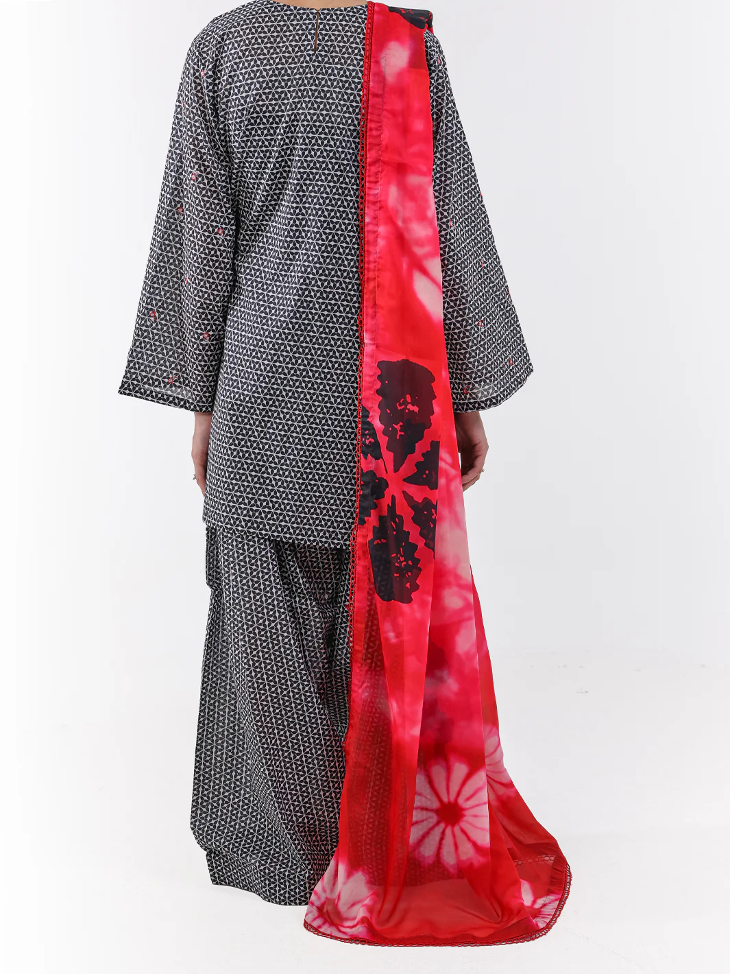 BLACK WHITE LAWN 3PC UNSTITCHED | ALP-3PS-2427 FB-2427A - Image 3
